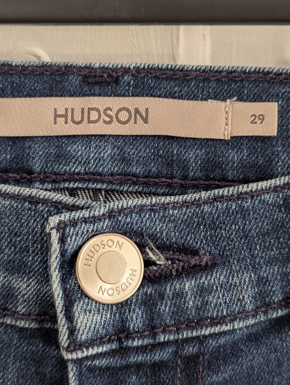 Hudson Remi High Rise Straight Crop Jeans Deep Dive Wash Size 29 Raw Hem - Picture 3 of 6